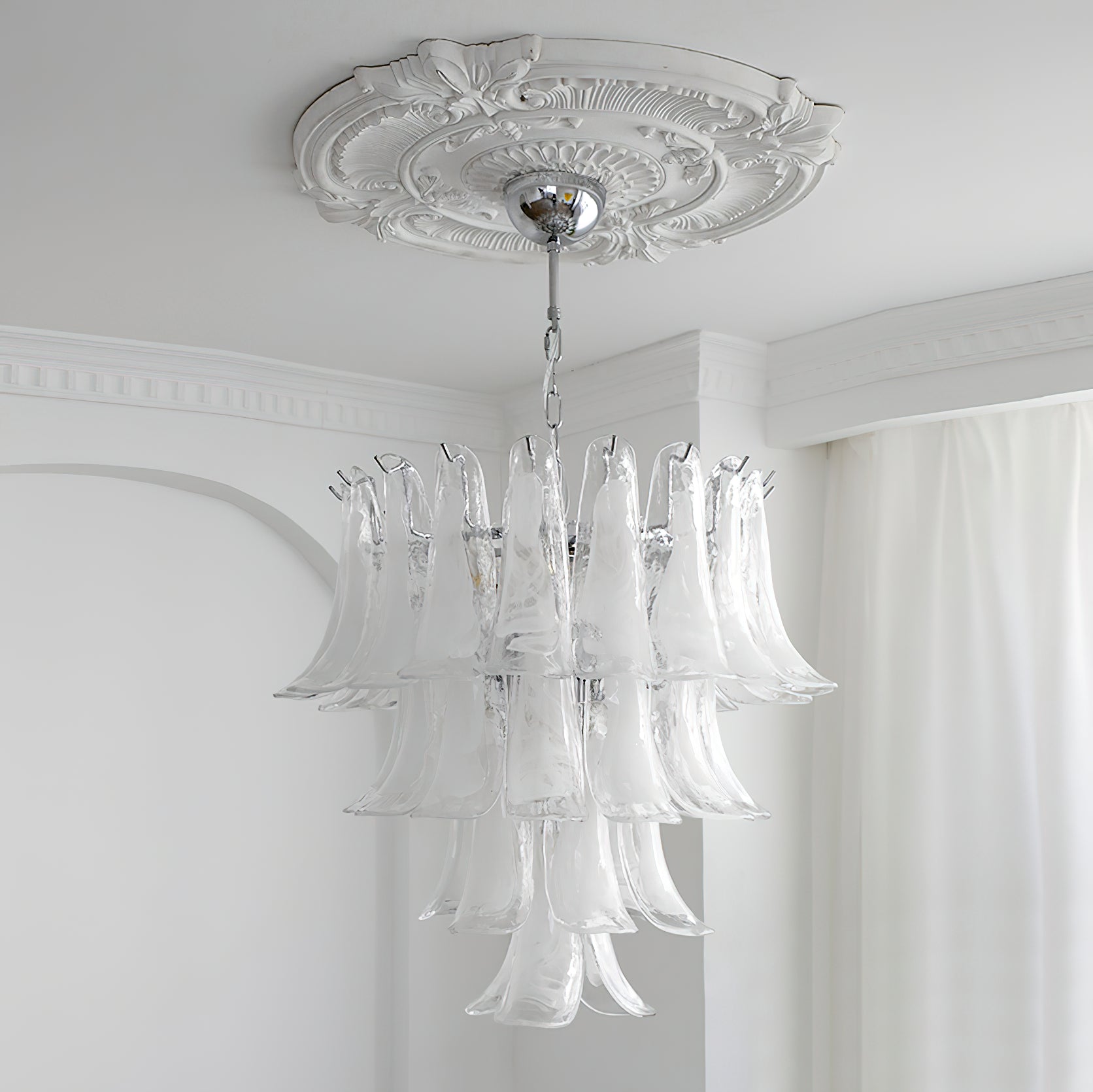Orshaan Lustre Postmoderne de Luxe en Métal et Verre