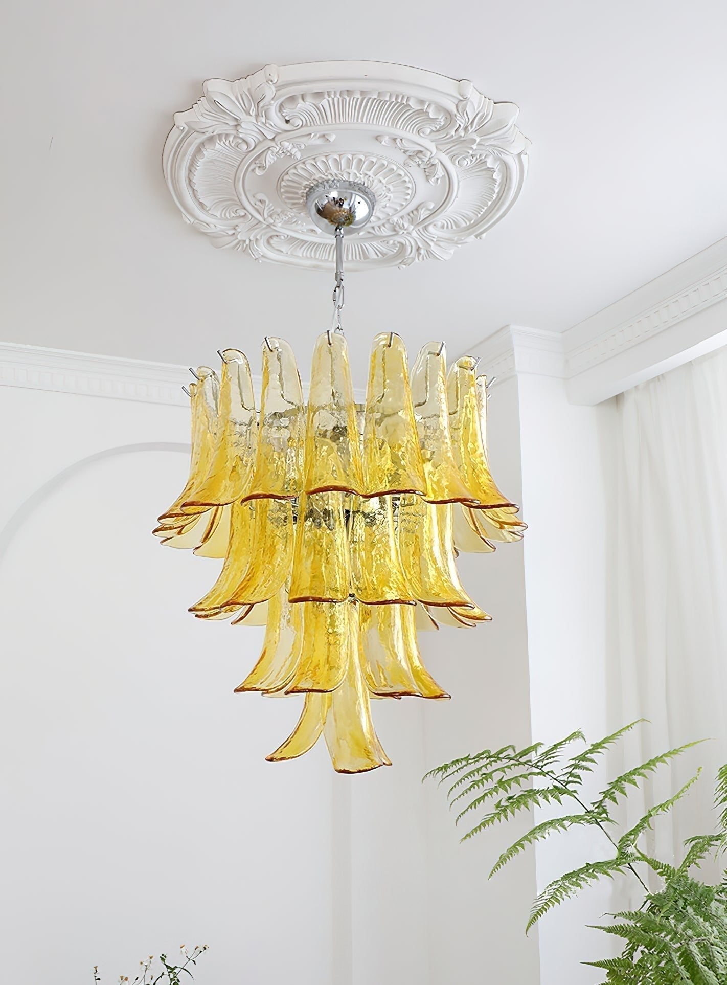 Aurora Lustre Pétales en Verre de Murano Vintage