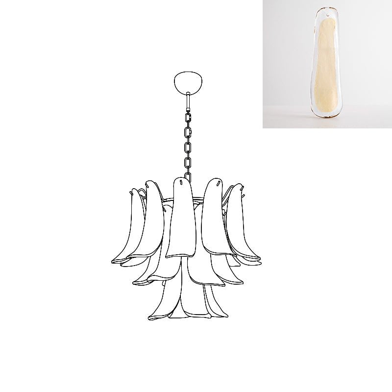 Aurora Lustre Pétales en Verre de Murano Vintage