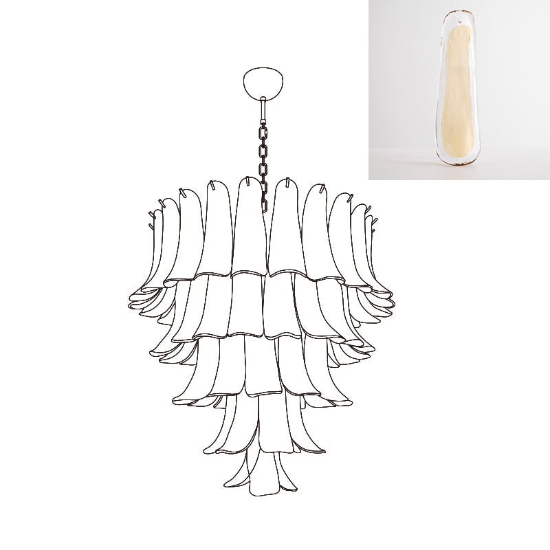 Aurora Lustre Pétales en Verre de Murano Vintage