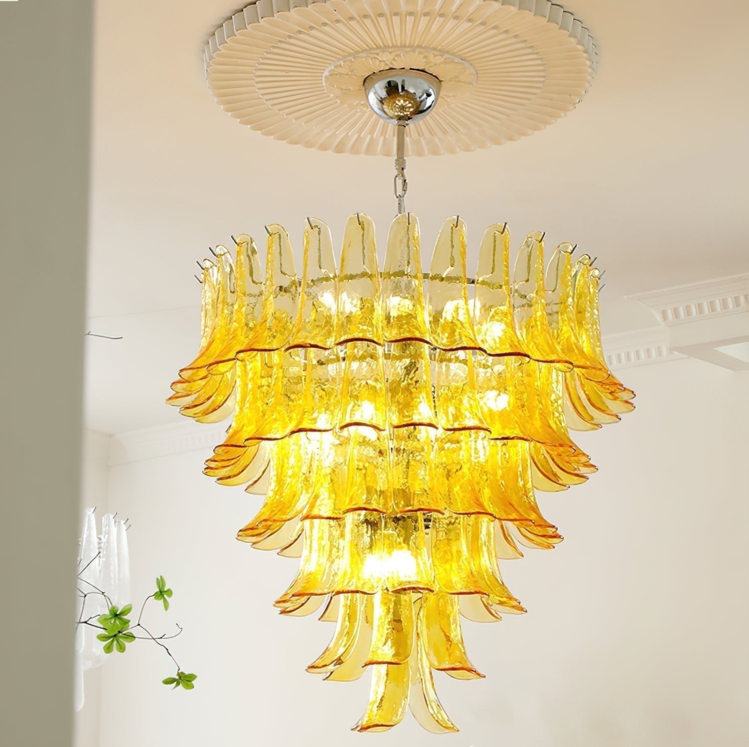 Aurora Lustre Pétales en Verre de Murano Vintage