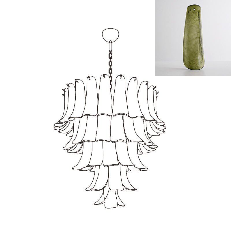 Aurora Lustre Pétales en Verre de Murano Vintage