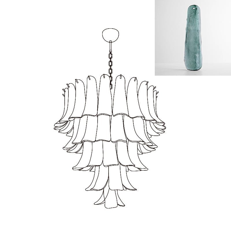 Aurora Lustre Pétales en Verre de Murano Vintage