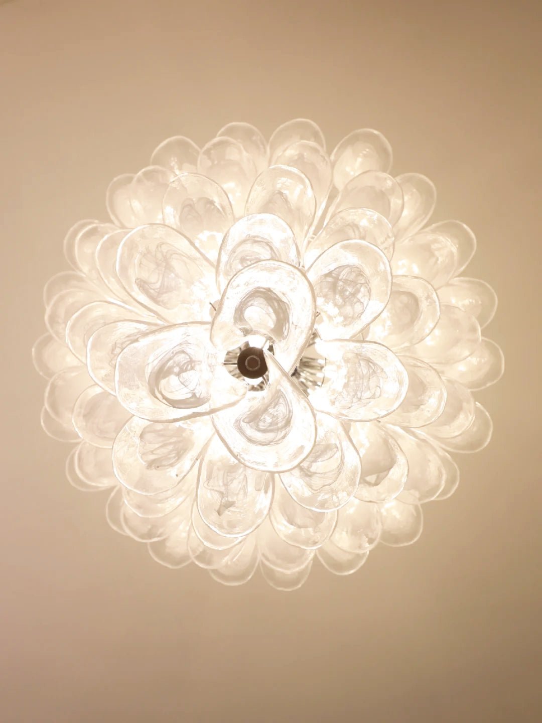 Aurora Lustre Pétale en Verre Murano Transparent Vintage