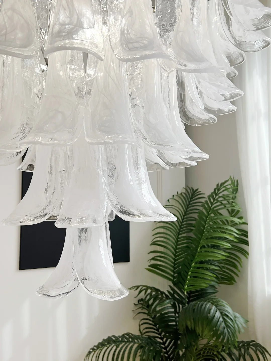 Aurora Lustre Pétale en Verre Murano Transparent Vintage