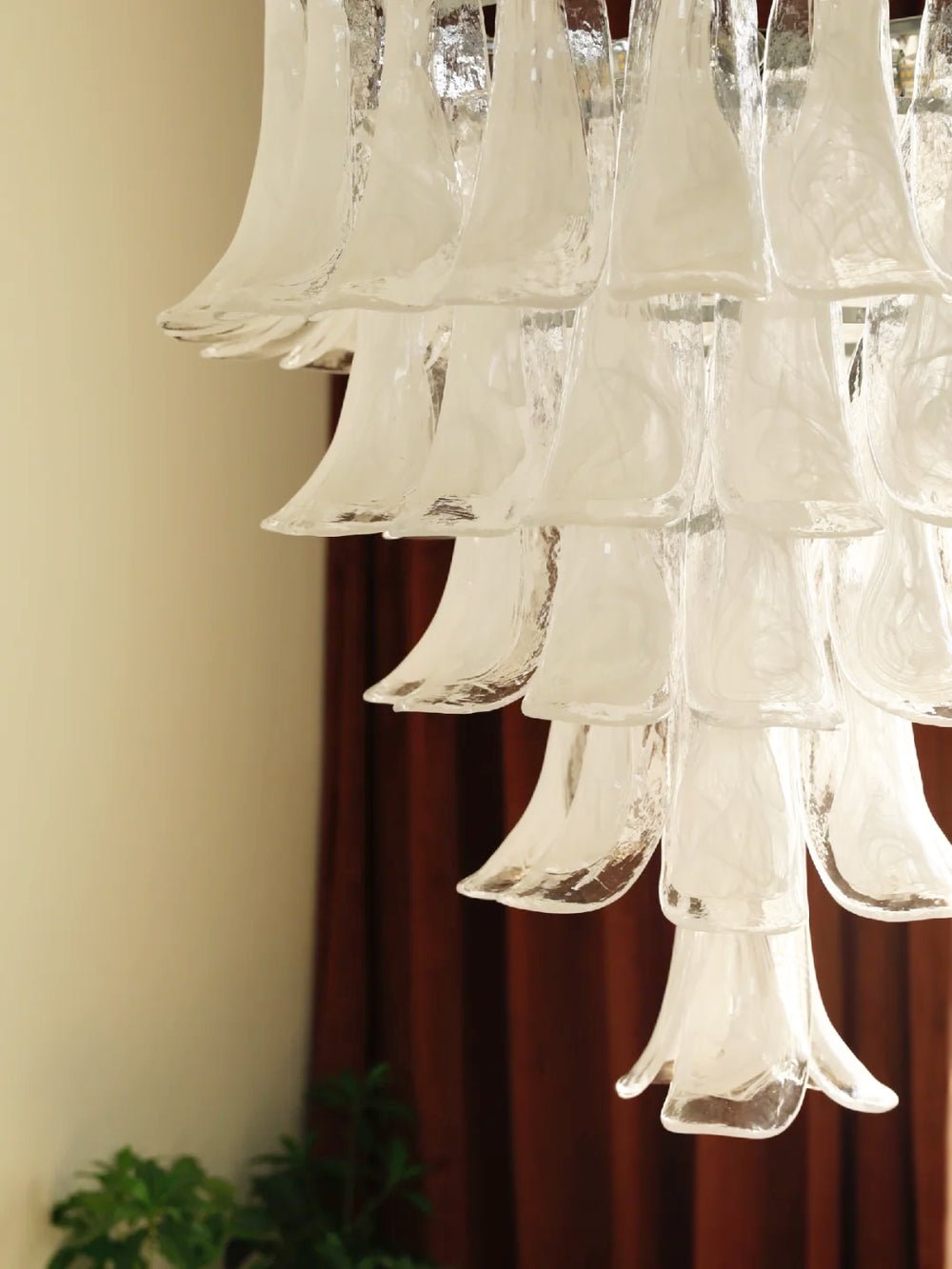 Aurora Lustre Pétale en Verre Murano Transparent Vintage