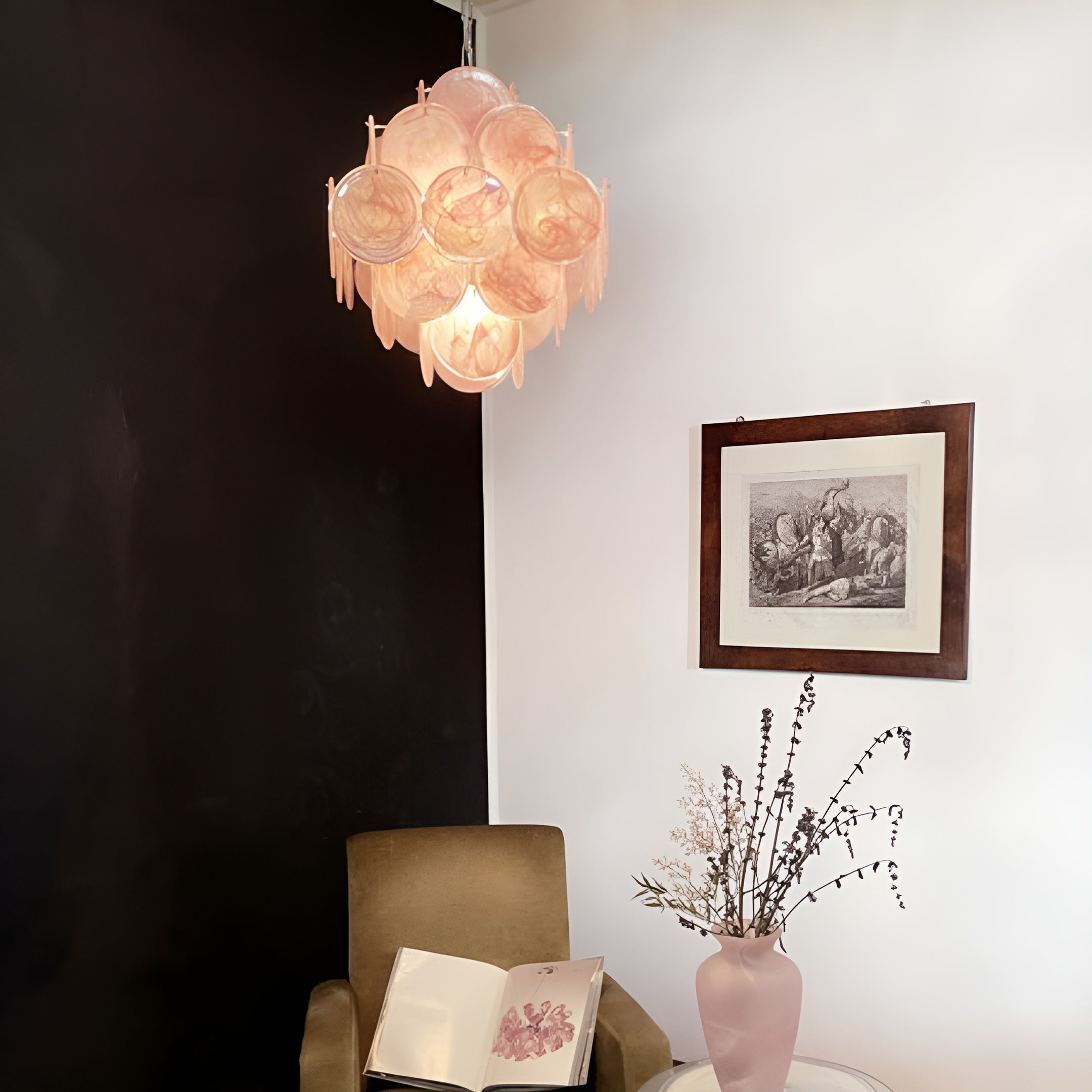 Aurora Lustre Rose à Disques Superposés Artisanal