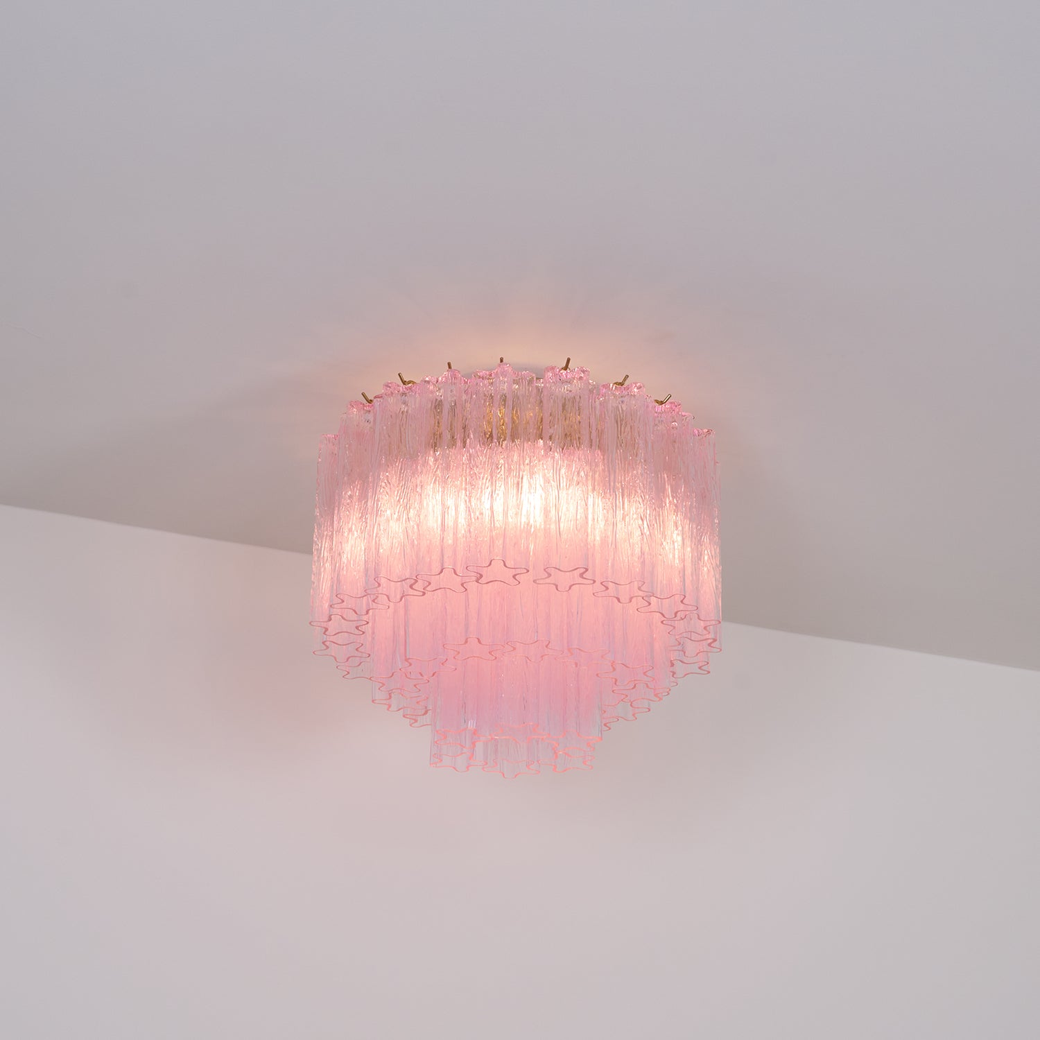 Aurora Lampe de Plafond en Verre Murano Rose Vintage