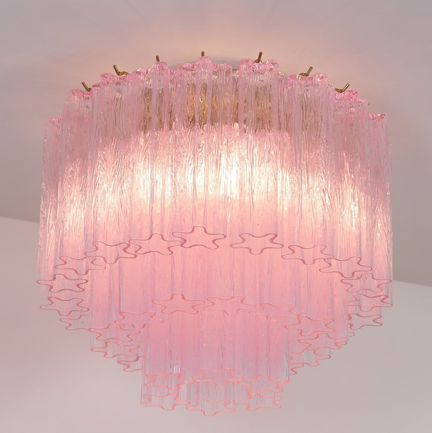 Aurora Lampe de Plafond en Verre Murano Rose Vintage