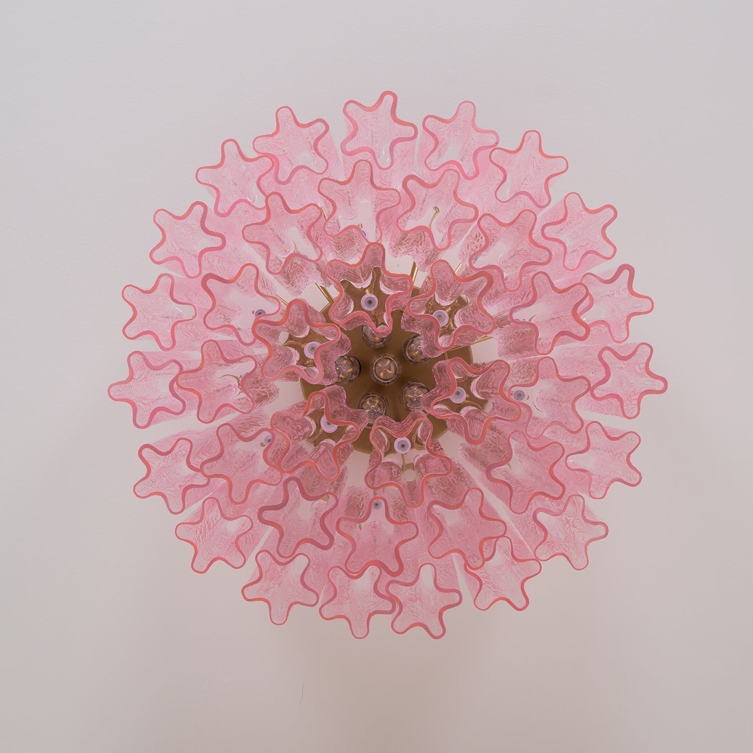 Aurora Lampe de Plafond en Verre Murano Rose Vintage