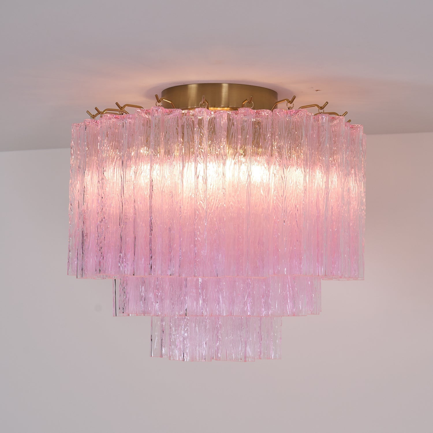 Aurora Lampe de Plafond en Verre Murano Rose Vintage