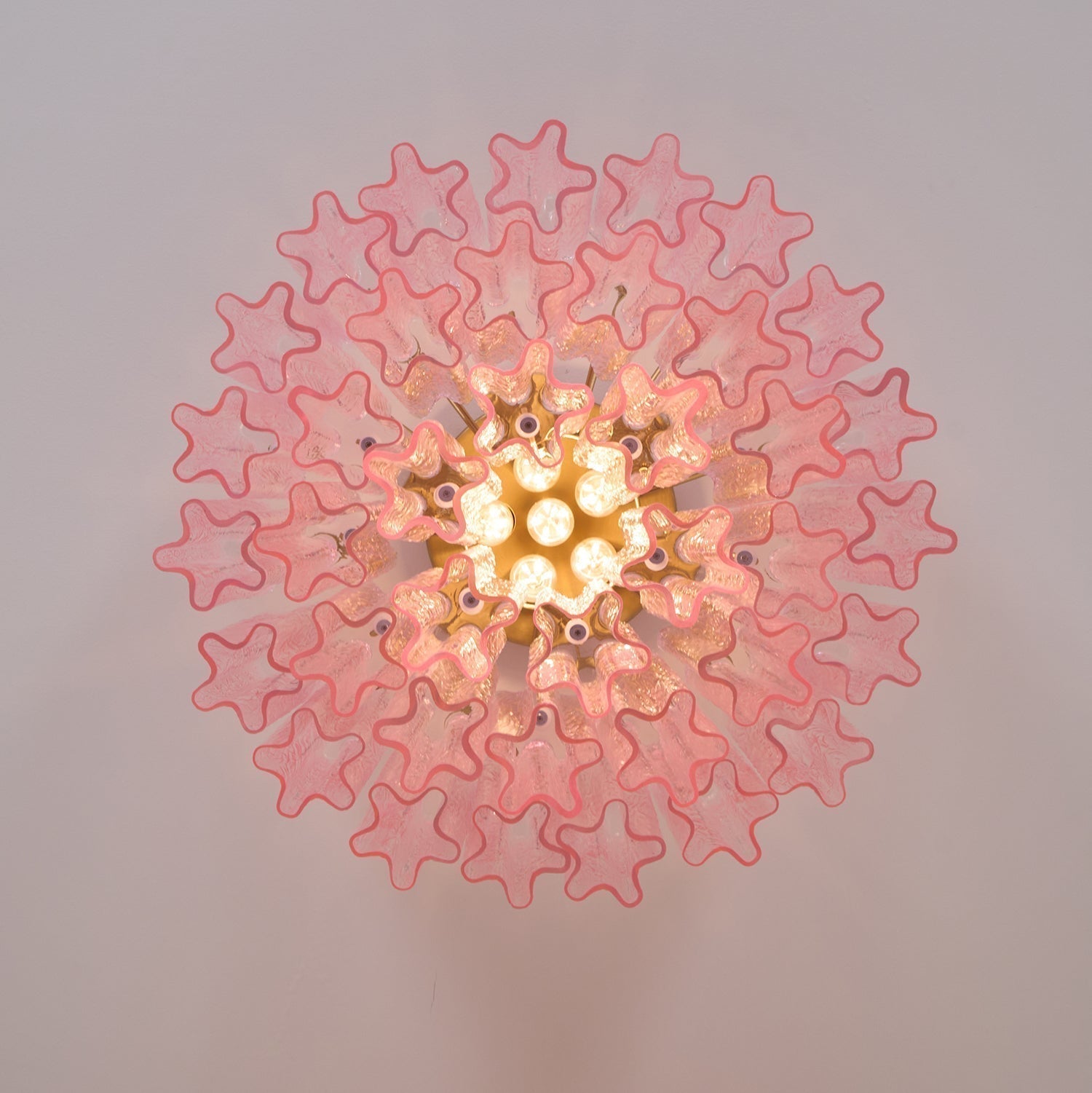 Aurora Lampe de Plafond en Verre Murano Rose Vintage
