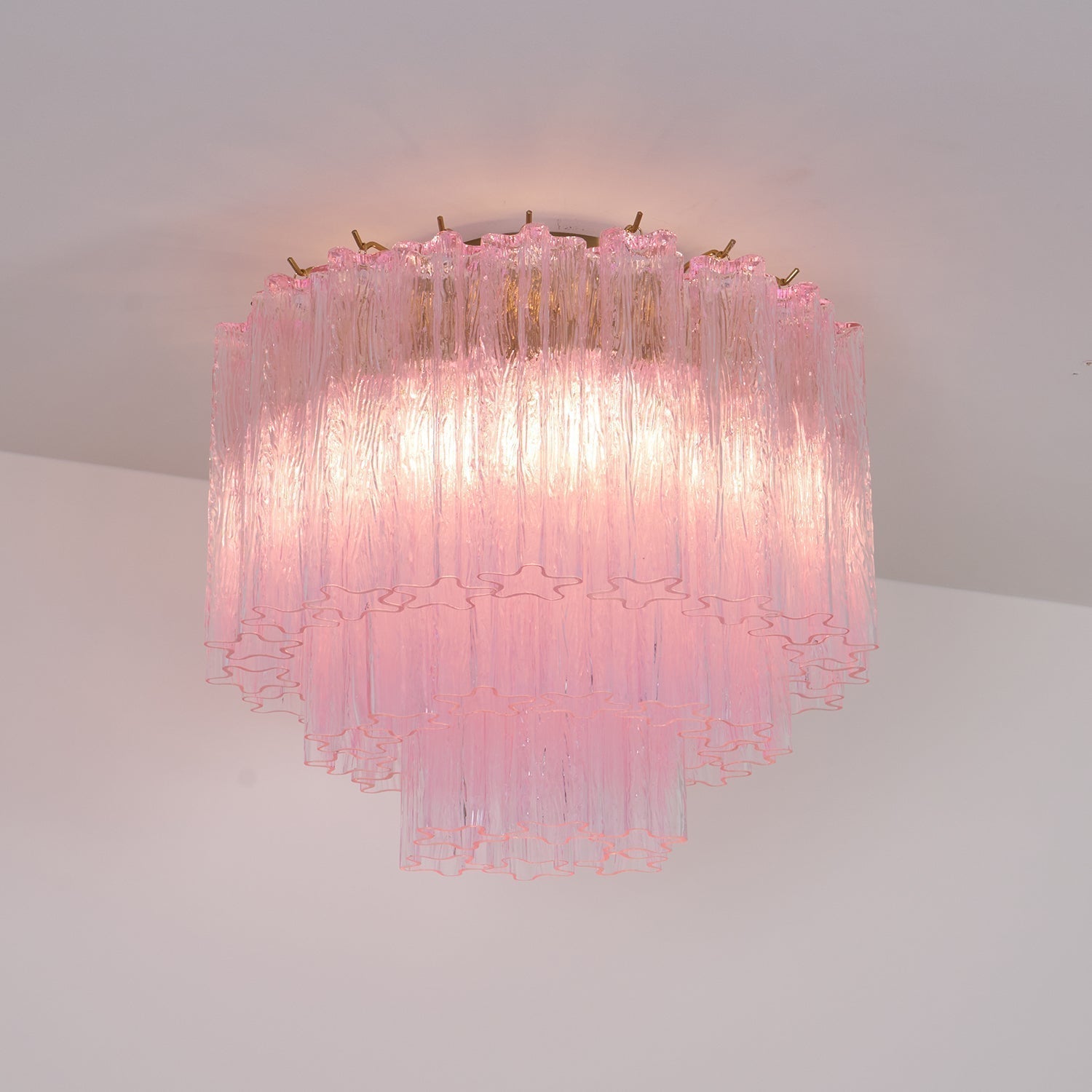 Aurora Lampe de Plafond en Verre Murano Rose Vintage