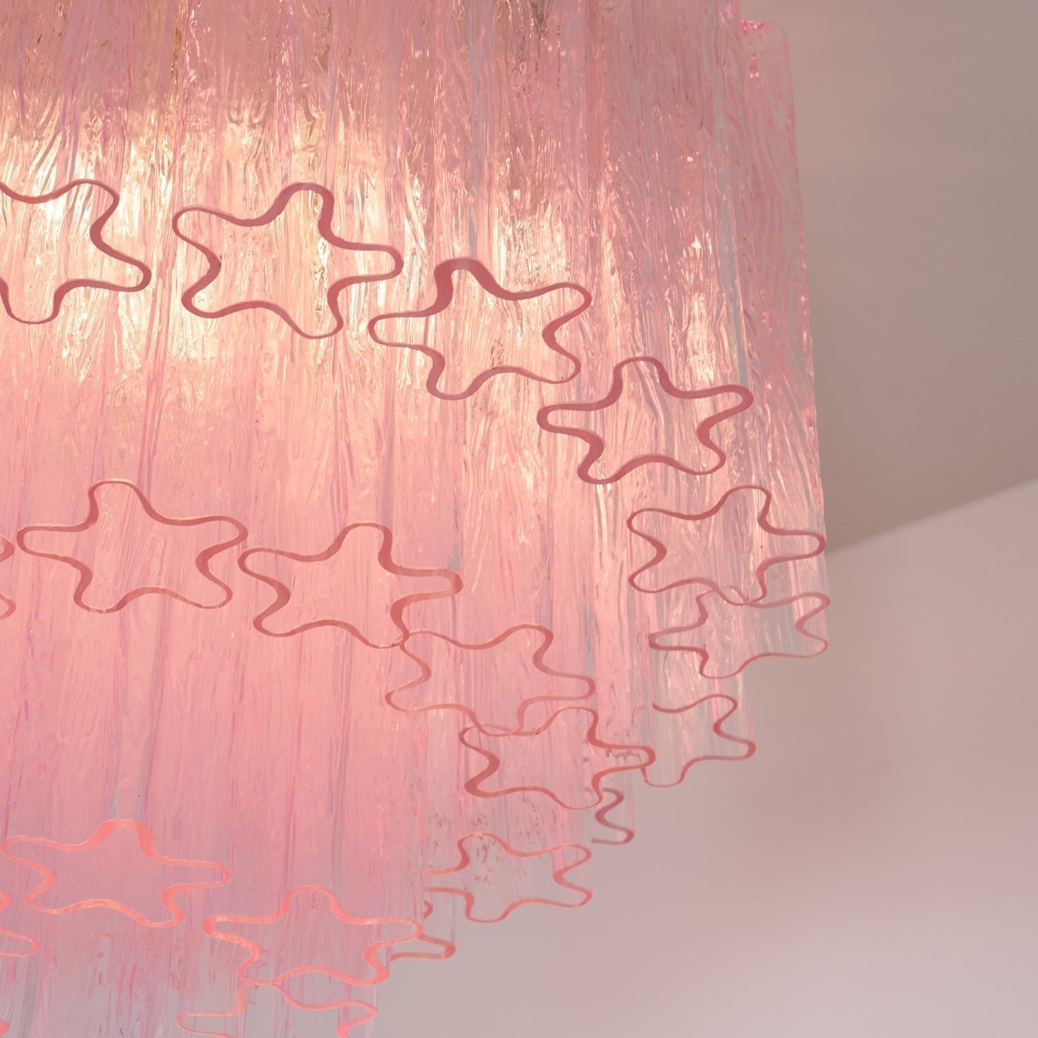 Aurora Lampe de Plafond en Verre Murano Rose Vintage