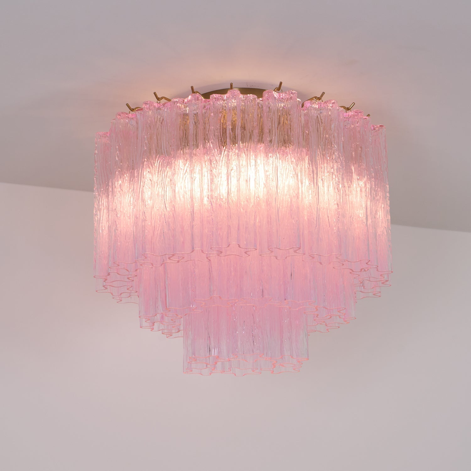 Aurora Lampe de Plafond en Verre Murano Rose Vintage