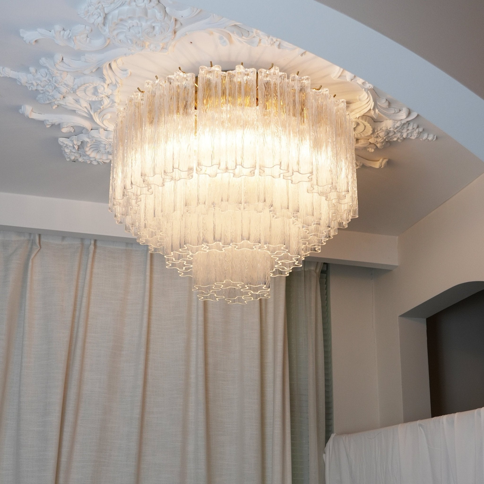 Aurora Lampe de Plafond en Verre Murano Rose Vintage