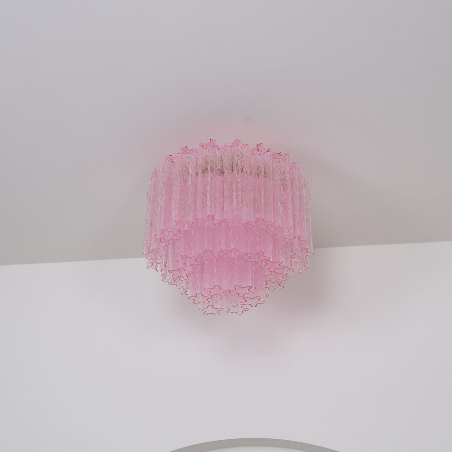 Aurora Lampe de Plafond en Verre Murano Rose Vintage