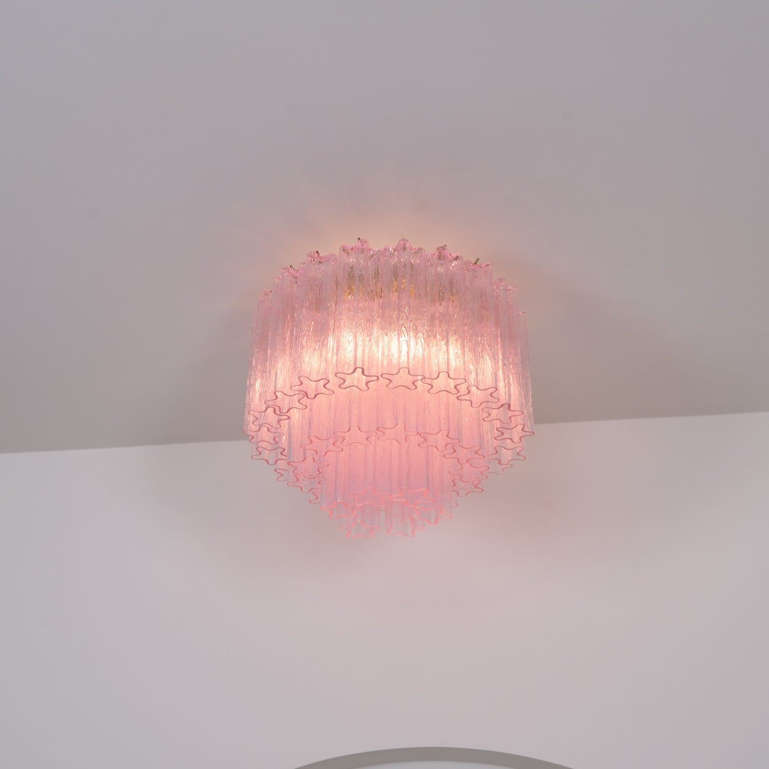 Aurora Lampe de Plafond en Verre Murano Rose Vintage