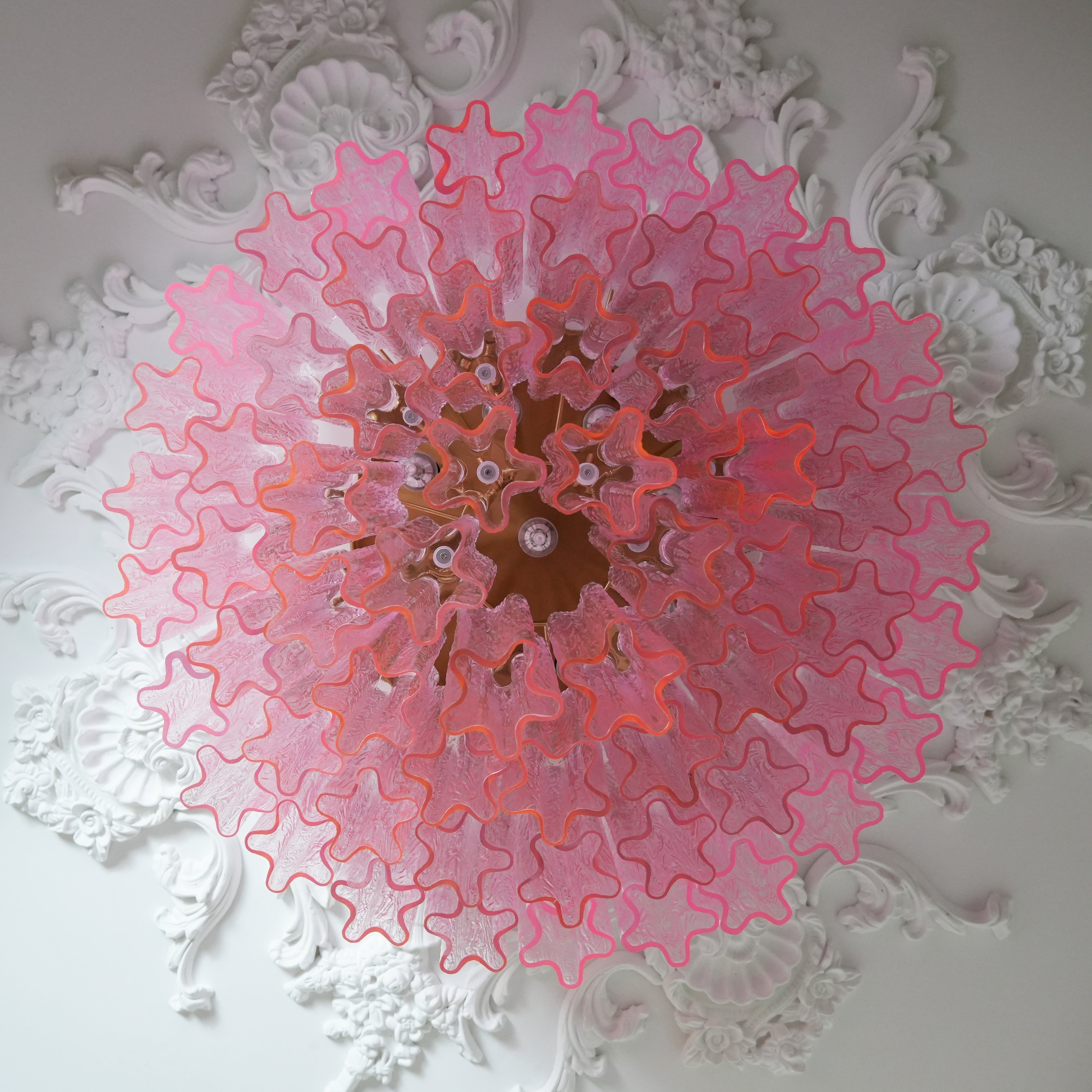 Aurora Lampe de Plafond en Verre Murano Rose Vintage