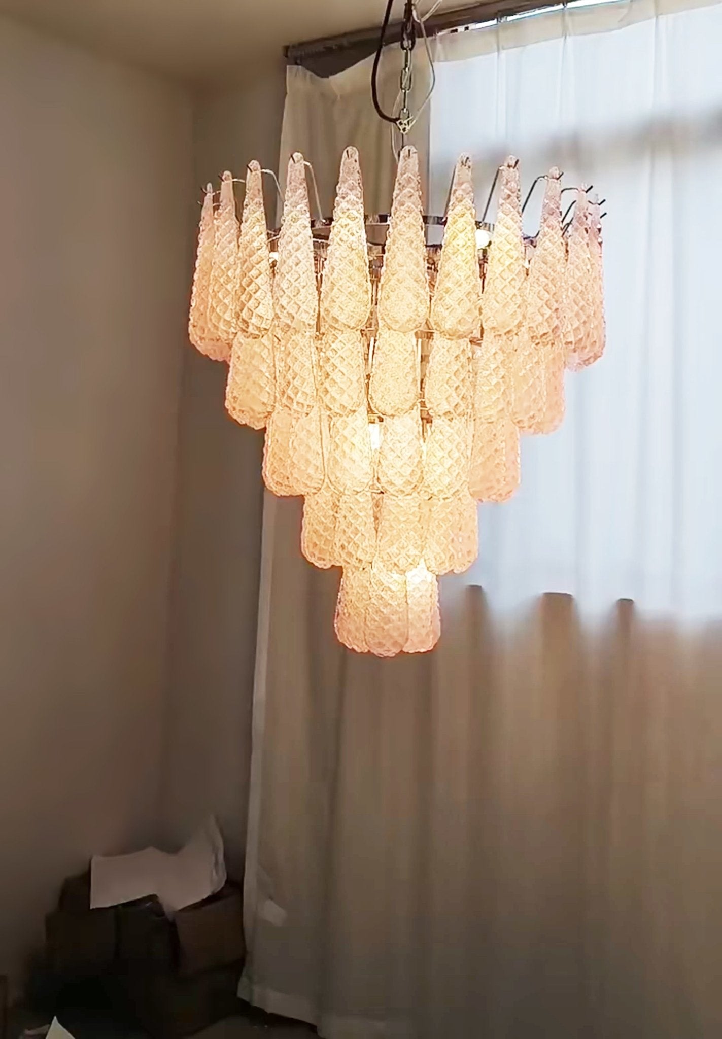 Aurora Lustre en Verre Rose Luxe