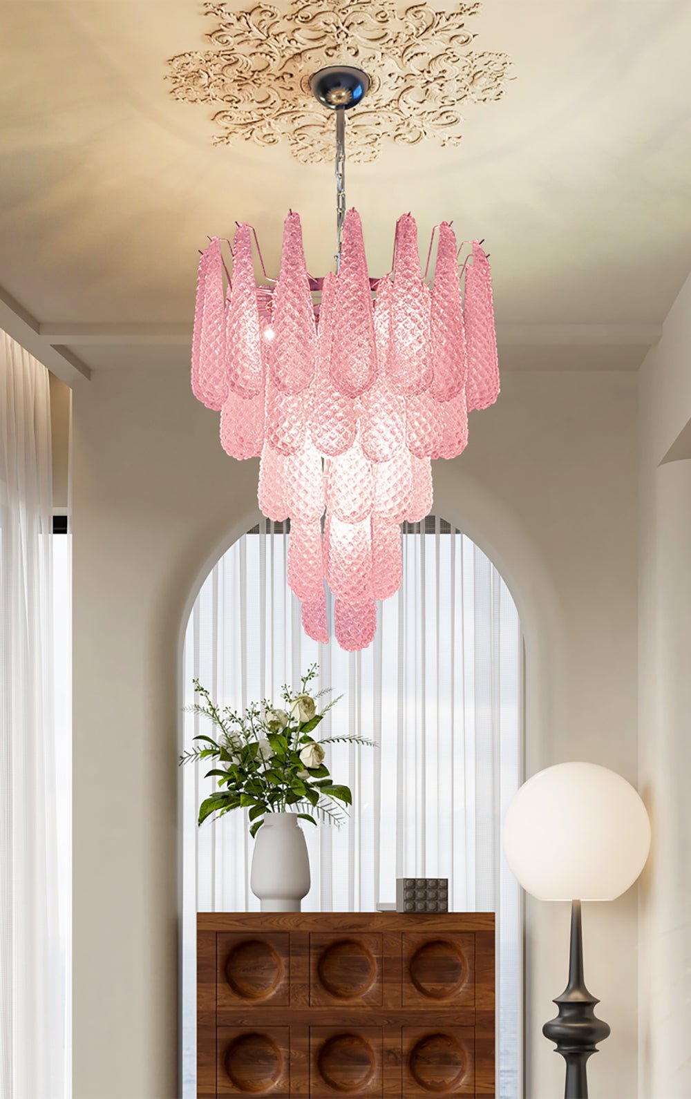 Aurora Lustre en Verre Rose Luxe