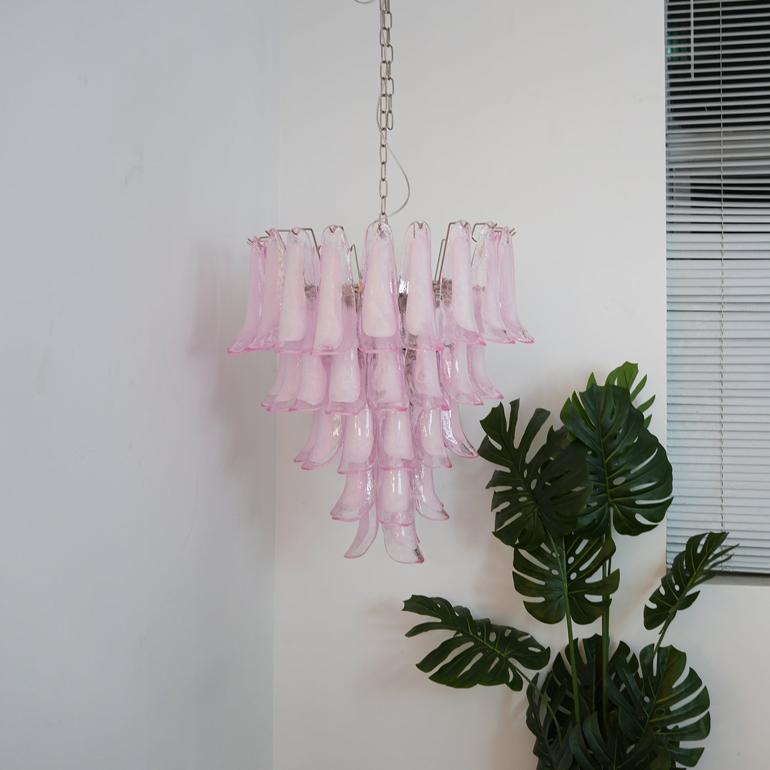 Aurora Lustre Pétales en Verre de Murano Rose Cascade