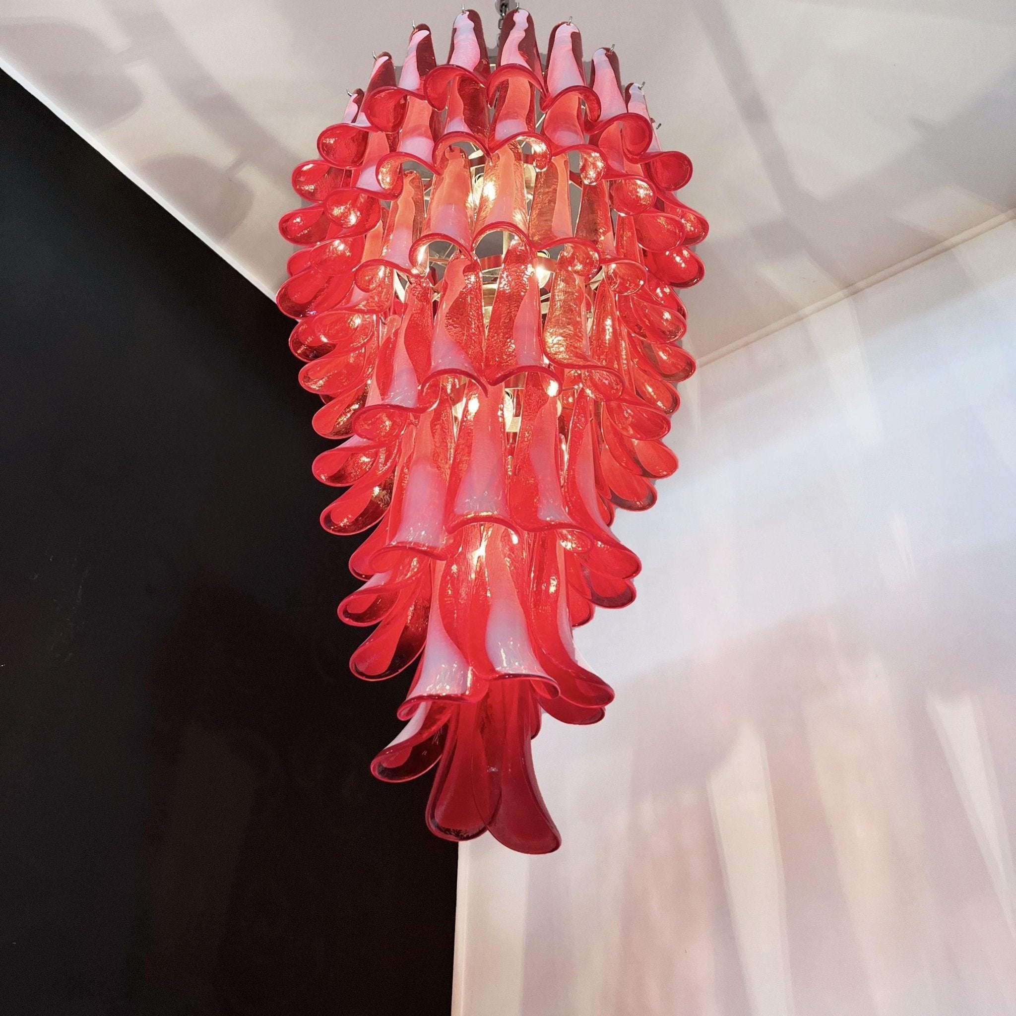 Aurora Lustre en Verre de Murano Rouge et Blanc