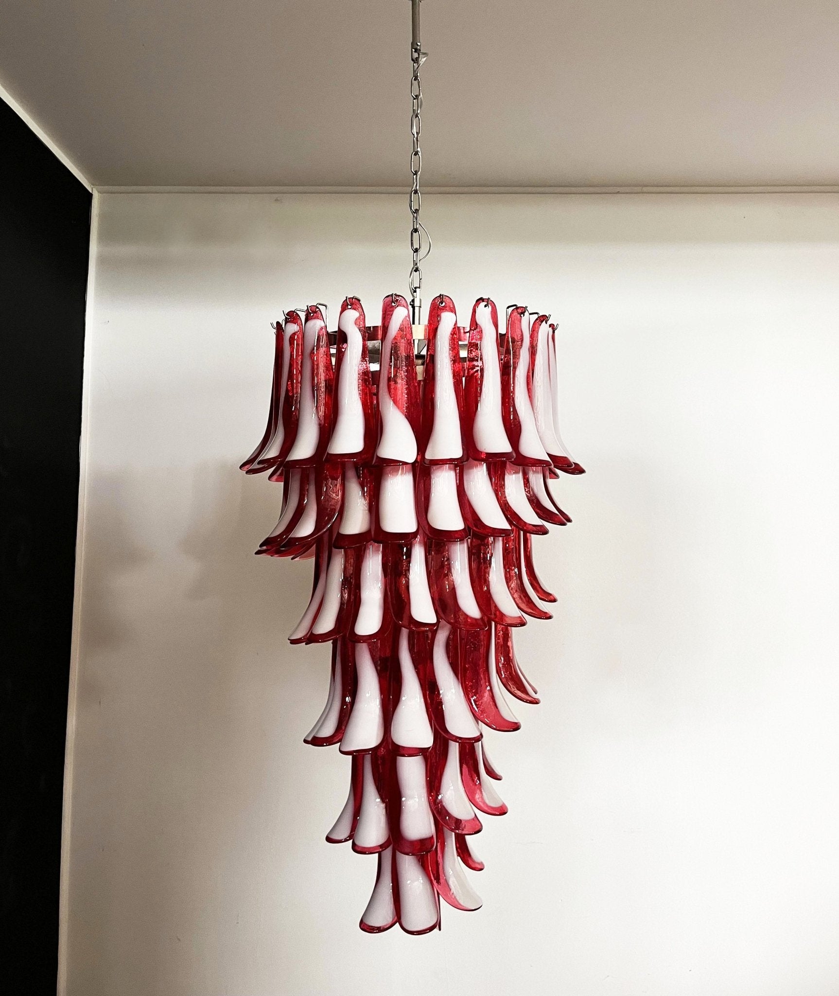 Aurora Lustre en Verre de Murano Rouge et Blanc
