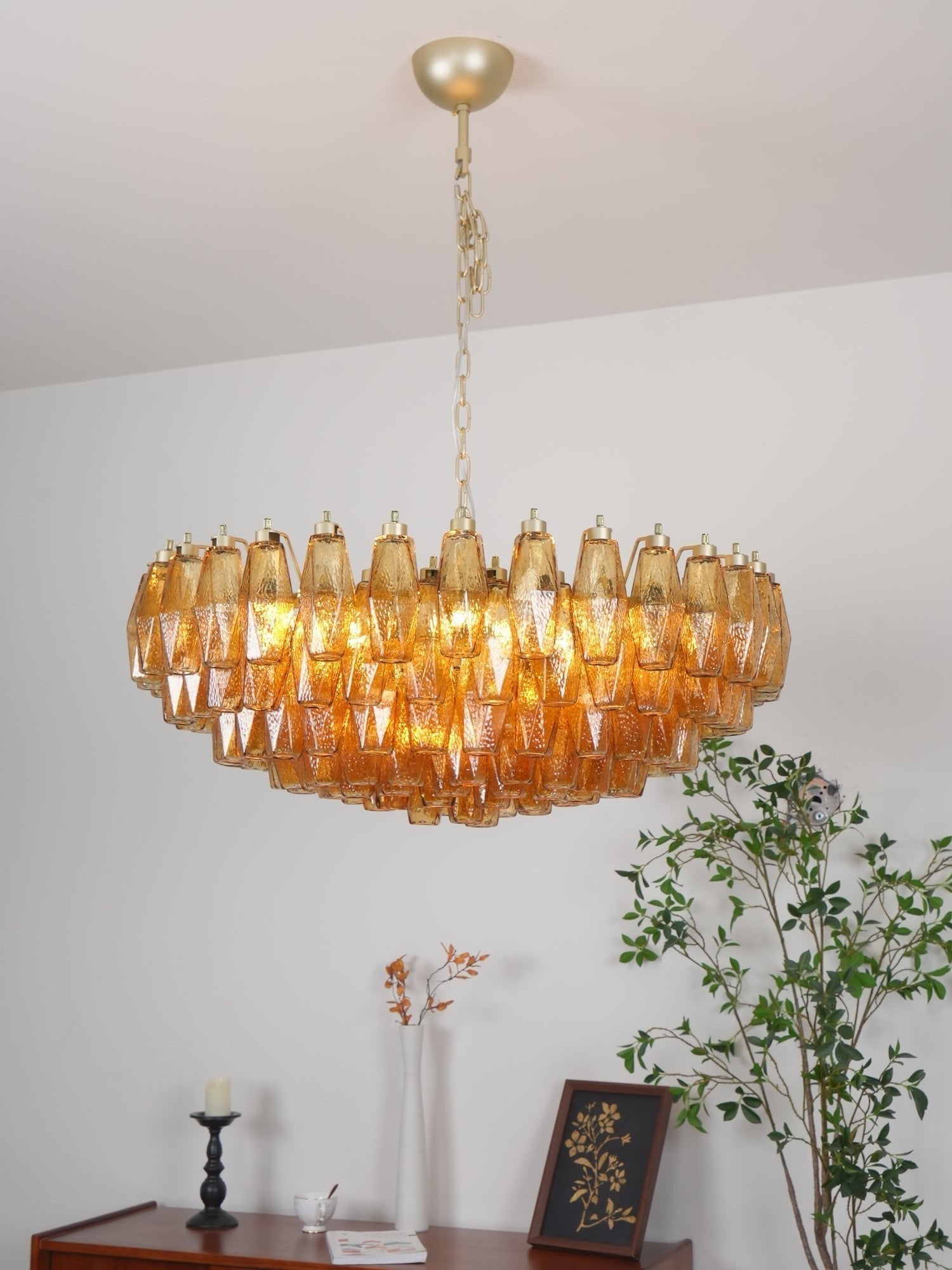 Murano Lustre Ambre Superposé Ovale