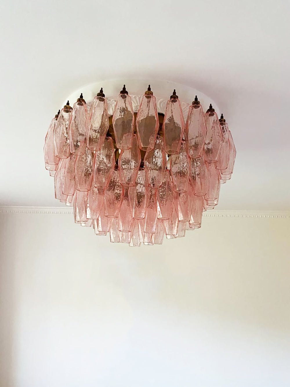 Aurora Plafonnier Rose Losange Verre Superposé Vintage Élégance