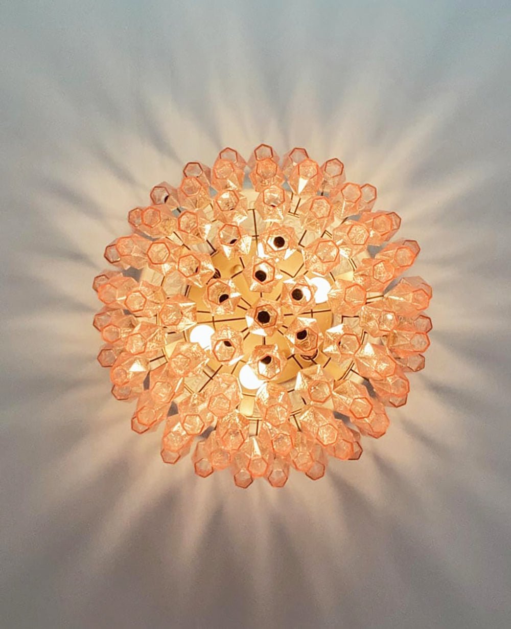 Aurora Plafonnier Rose Losange Verre Superposé Vintage Élégance