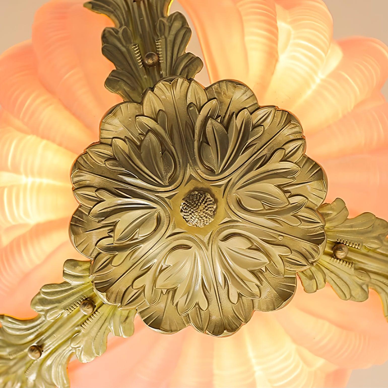 Suspension Coquille Murano Rose avec Barre Laiton Baroque Flair Artistique