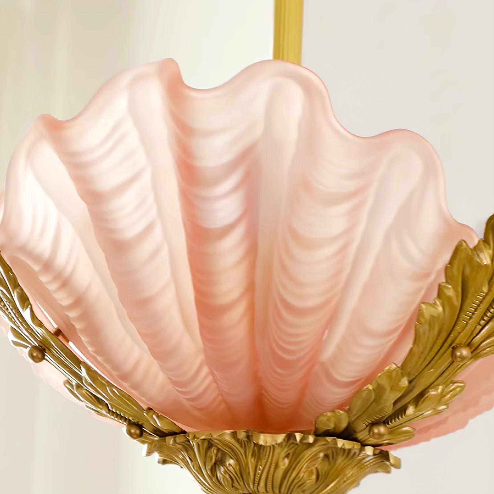 Suspension Coquille Murano Rose avec Barre Laiton Baroque Flair Artistique