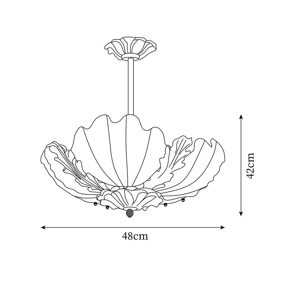 Suspension Coquille Murano Rose avec Barre Laiton Baroque Flair Artistique