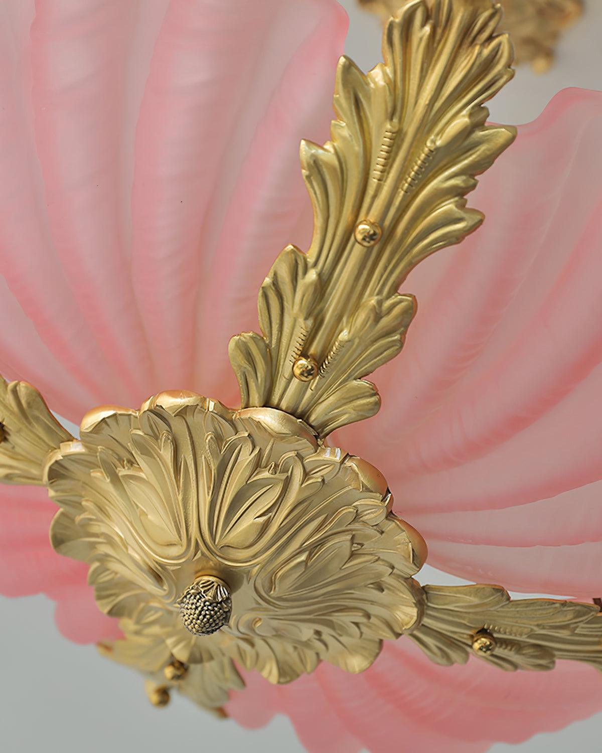 Suspension Coquille Murano Rose avec Barre Laiton Baroque Flair Artistique