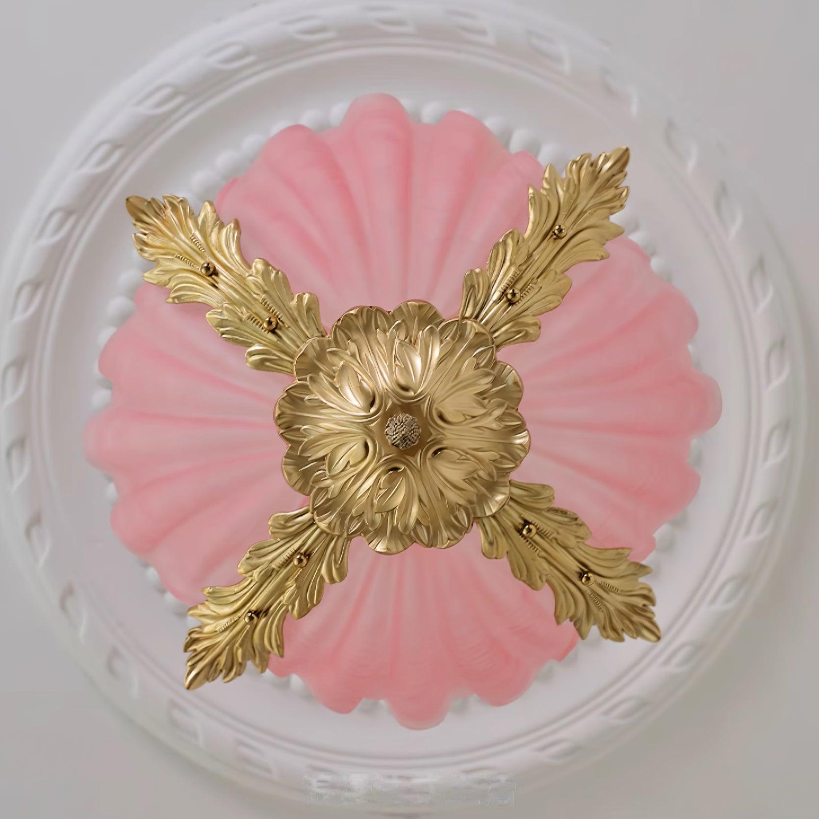 Suspension Coquille Murano Rose avec Barre Laiton Baroque Flair Artistique