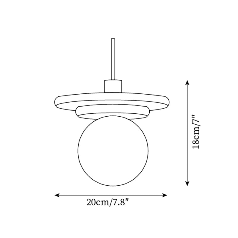 Lampe Suspension Globe en Verre Disque en Travertin Bois de Noyer Naturel