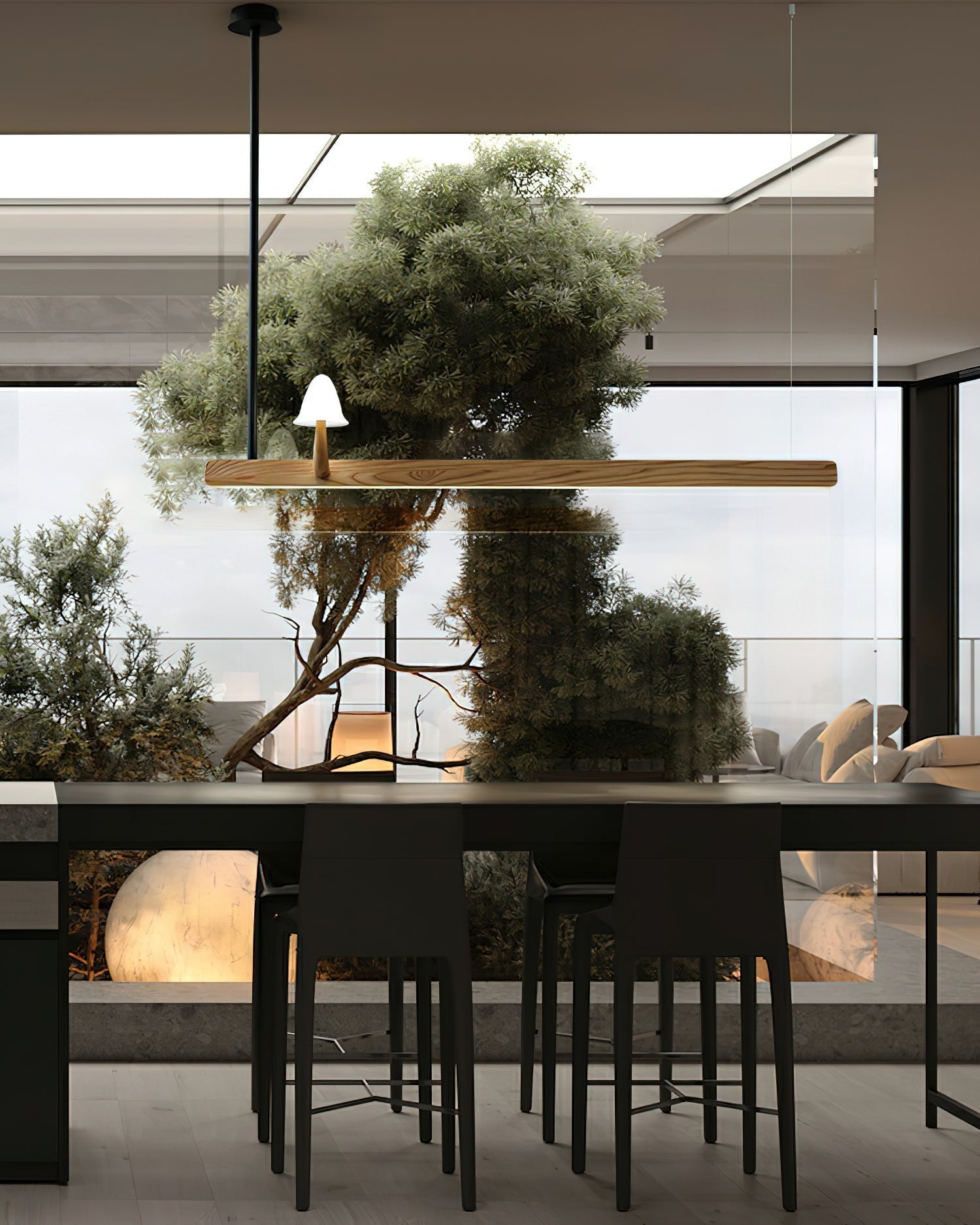 Lustra Lustre en Bois Minimaliste Moderne