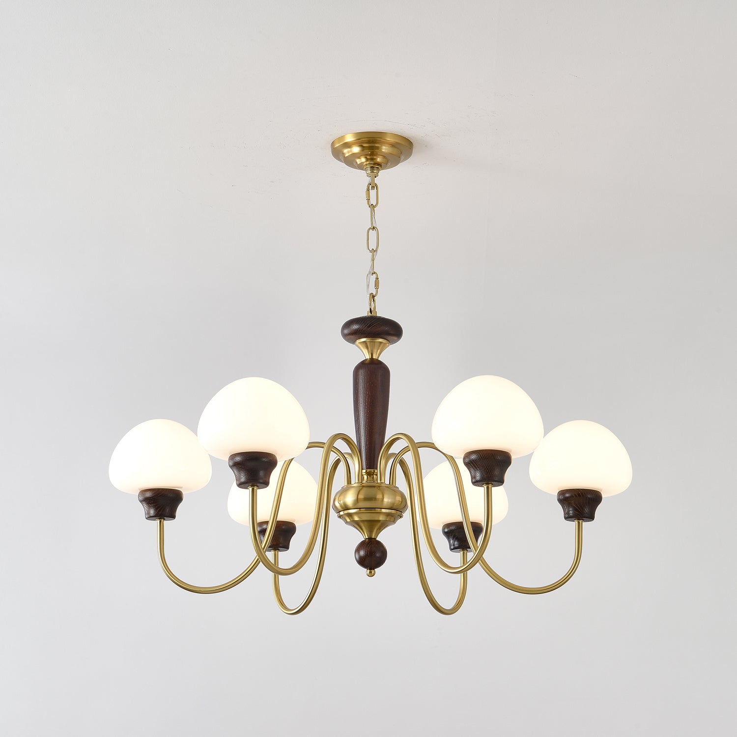 Lustra Lustre Laiton Bois Champignon Classique
