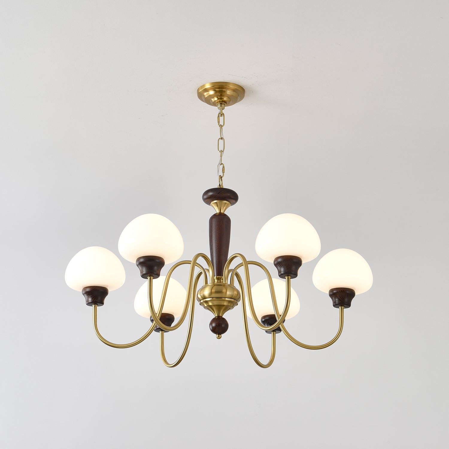 Lustra Lustre Laiton Bois Champignon Classique