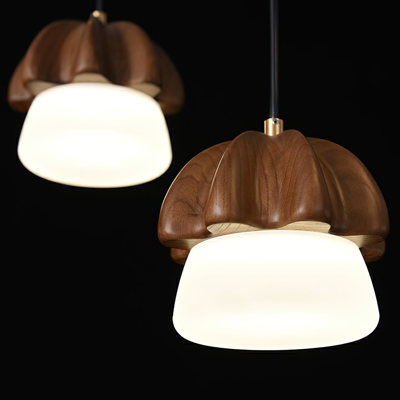 Lustra Suspension Champignon Cluster Bois & Verre