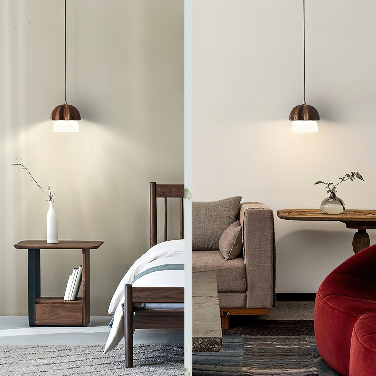 Lustra Suspension Champignon Cluster Bois & Verre