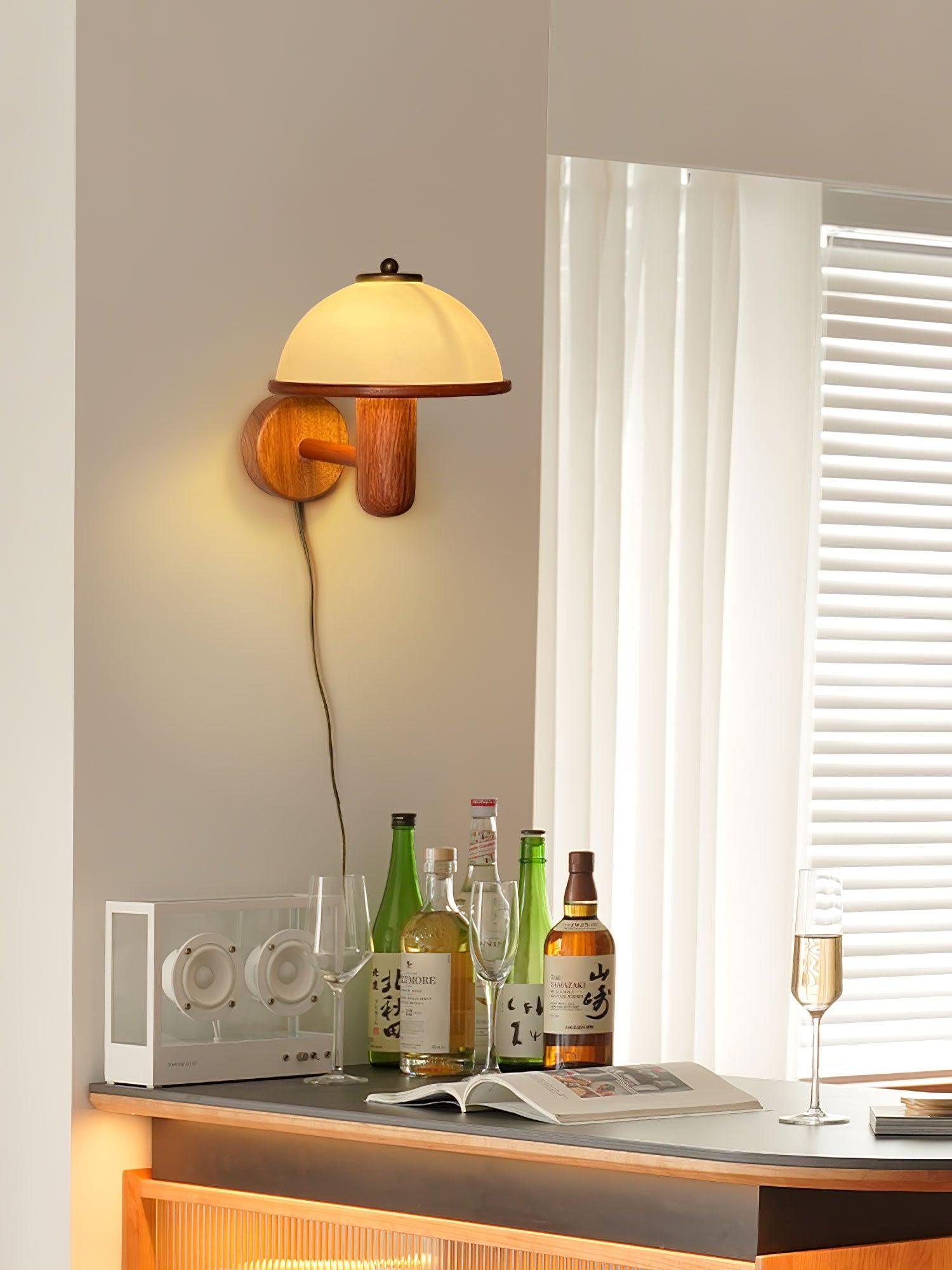 Lustra Wall Lamp Mushroom Wood