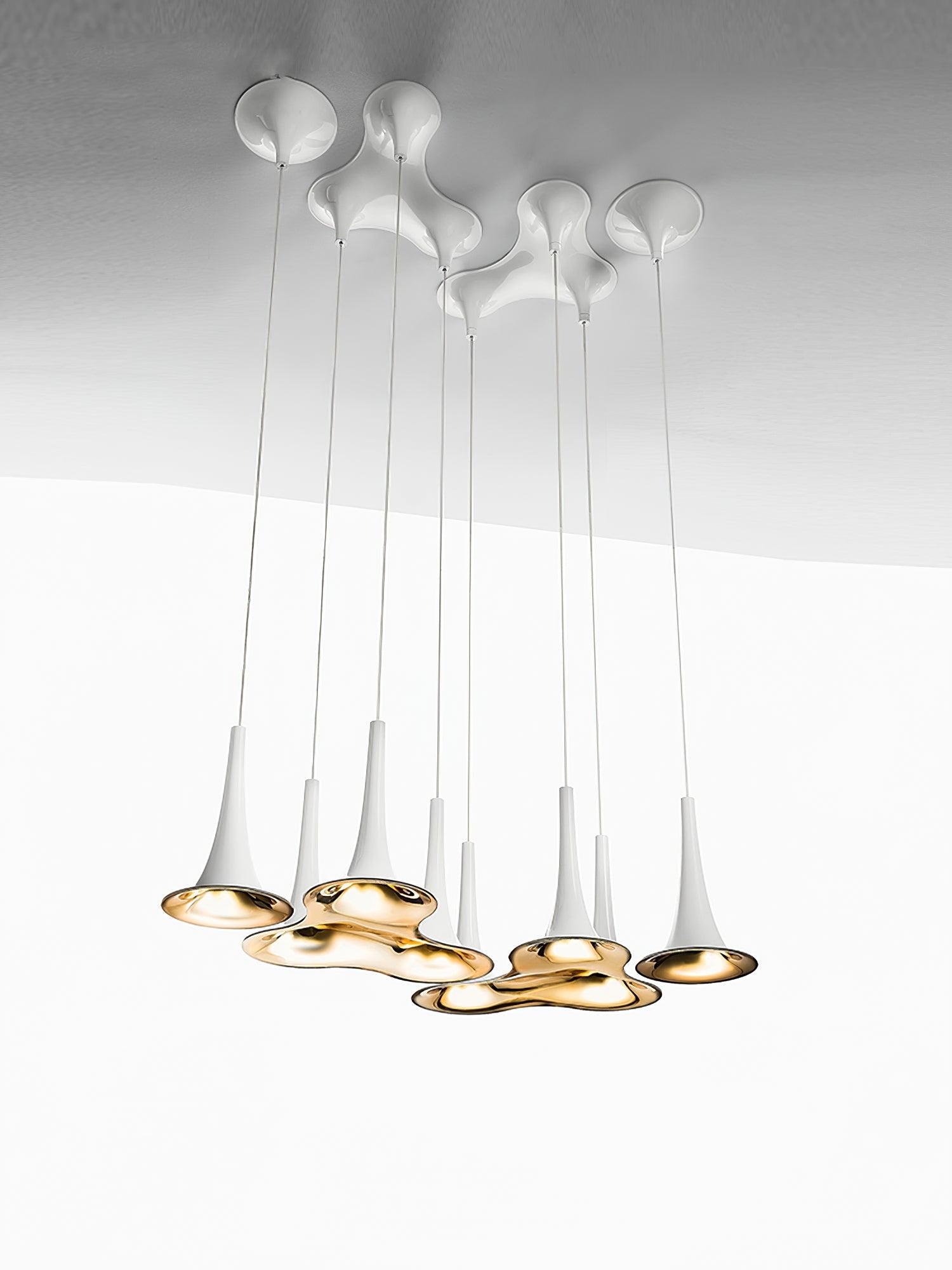 Solara Lampe suspendue en acrylique en forme de trompette contemporaine