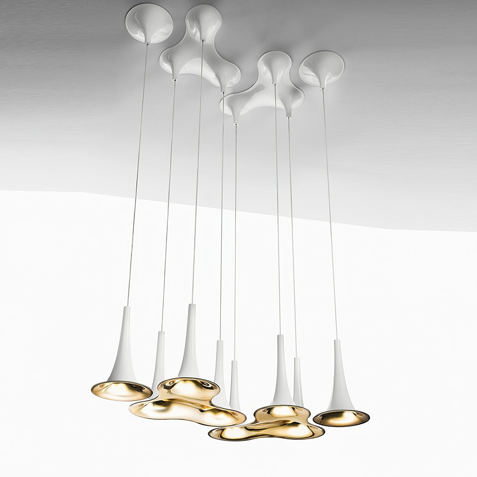 Solara Lampe suspendue en acrylique en forme de trompette contemporaine