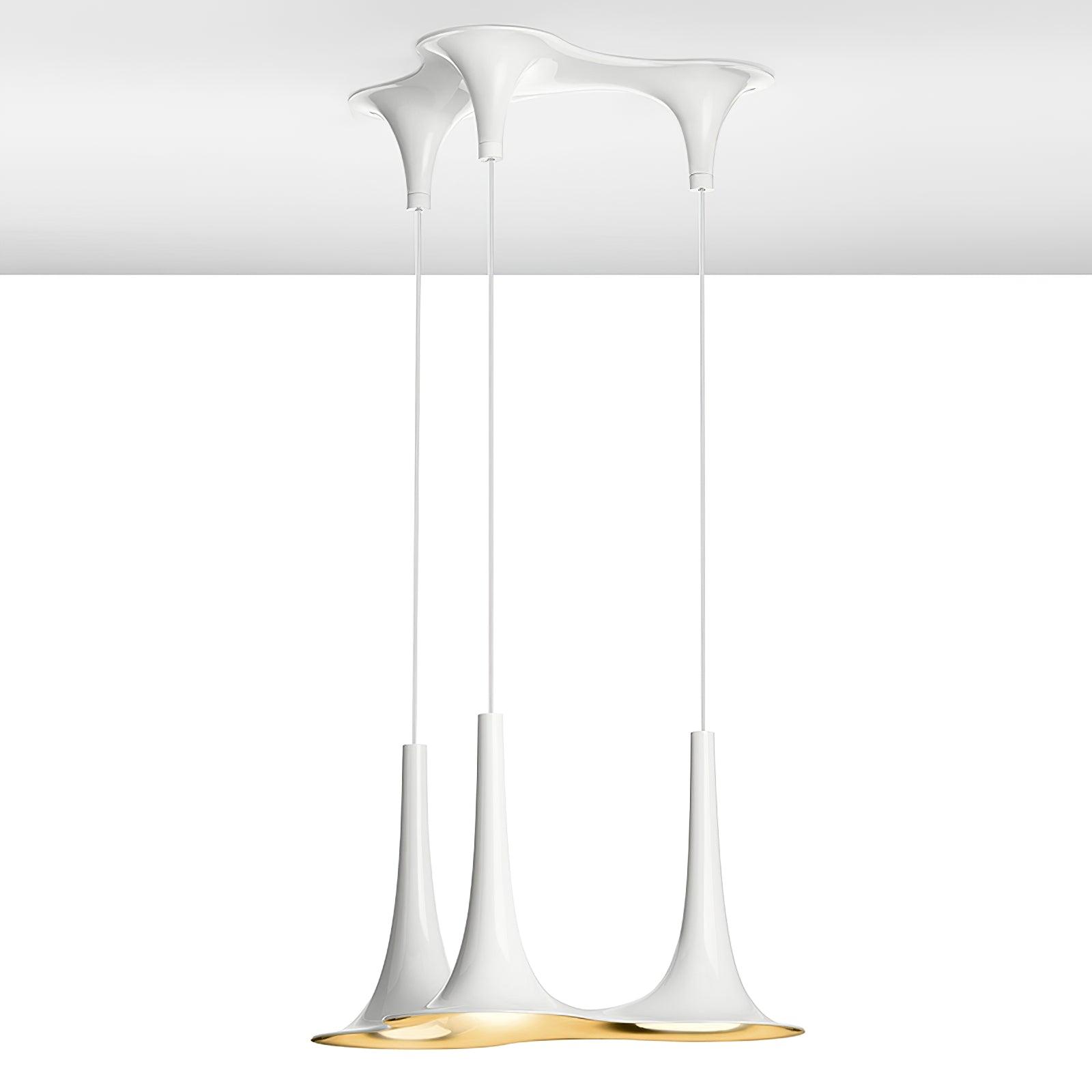 Solara Lampe suspendue en acrylique en forme de trompette contemporaine
