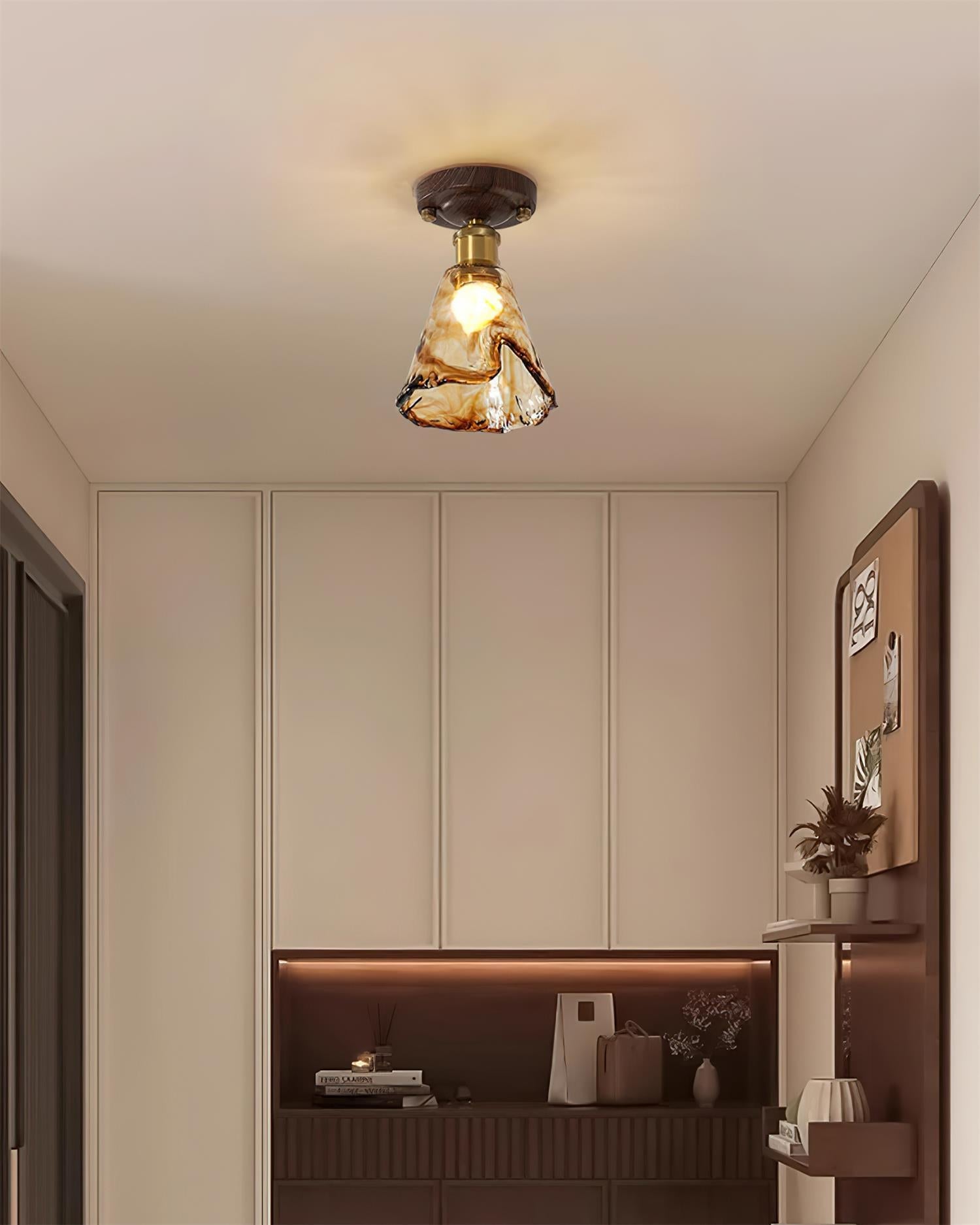 Velimo Plafonnier en Verre Ambre