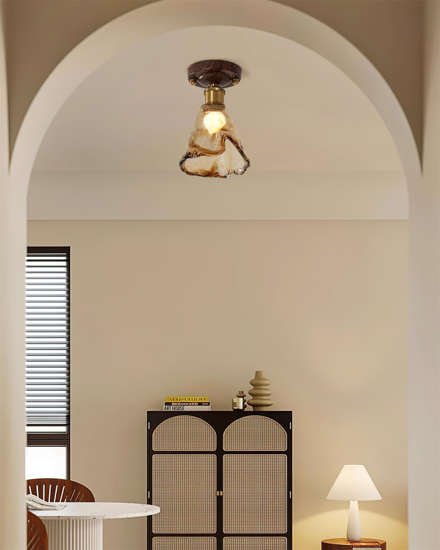 Velimo Plafonnier en Verre Ambre
