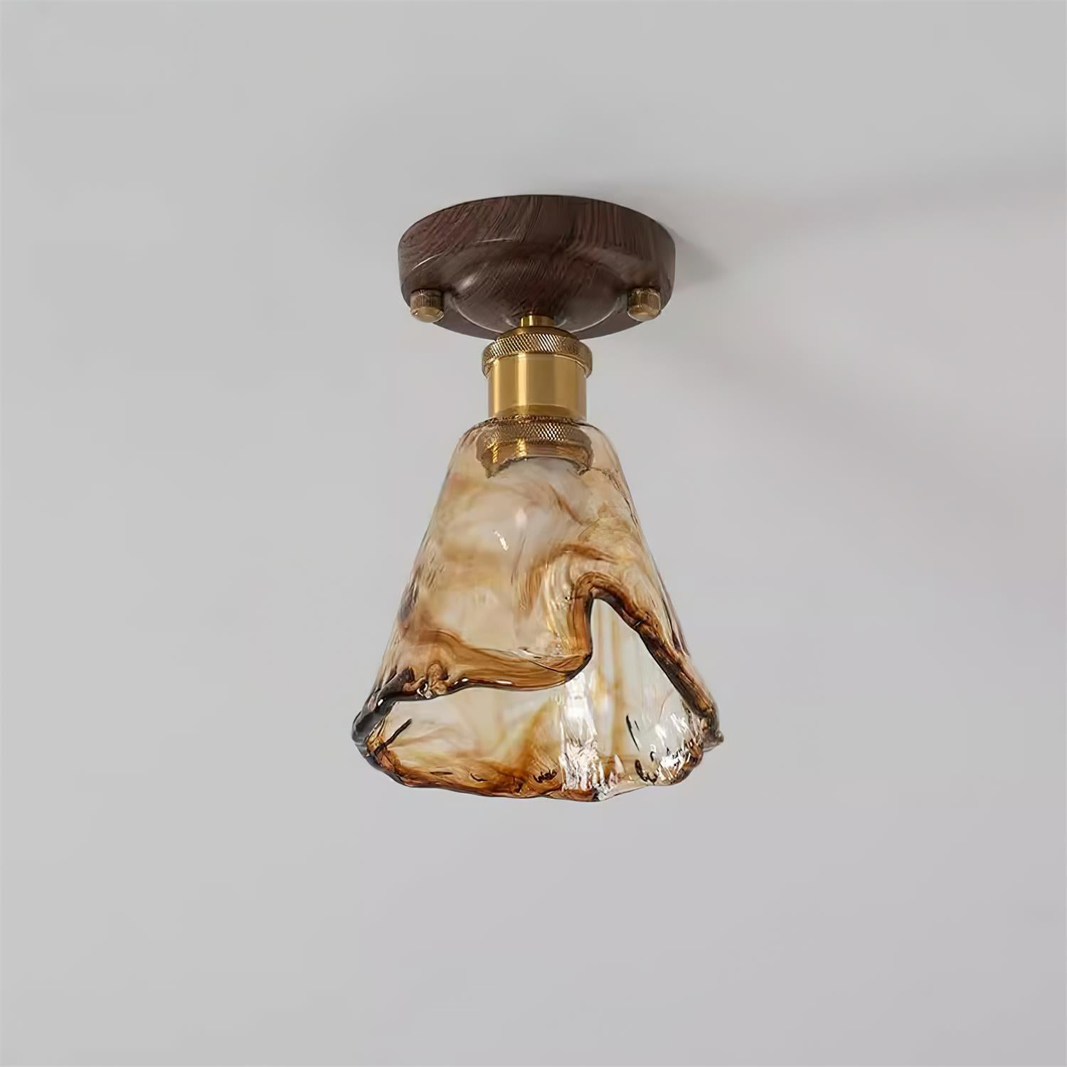 Velimo Plafonnier en Verre Ambre