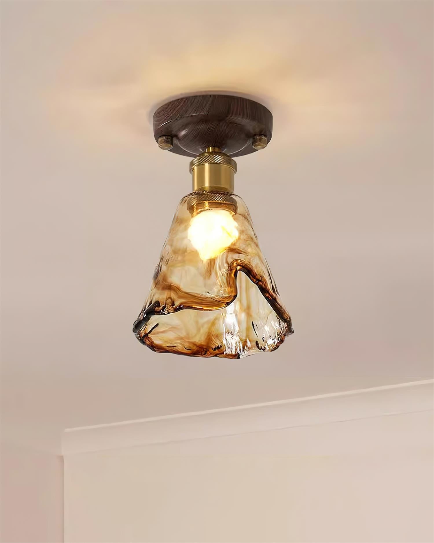 Velimo Plafonnier en Verre Ambre